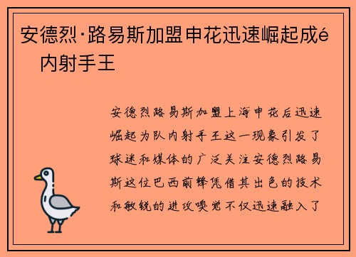 安德烈·路易斯加盟申花迅速崛起成队内射手王